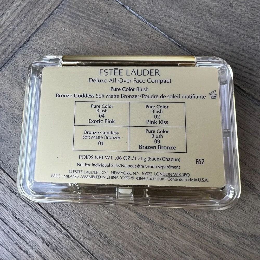Estee Lauder Deluxe All Over Face Compact Blush Pink Bronze Goddess Bronzer
